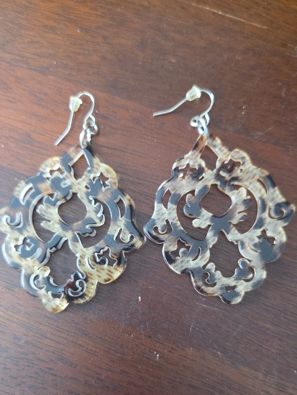 Tortoiseshell Filigree Drop Earrings - Women Jewelry